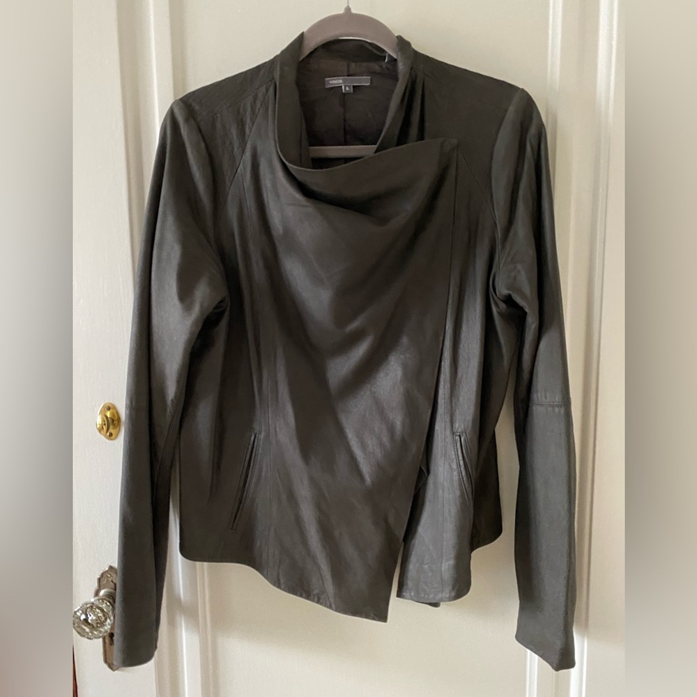 Vince dark grey leather jacket